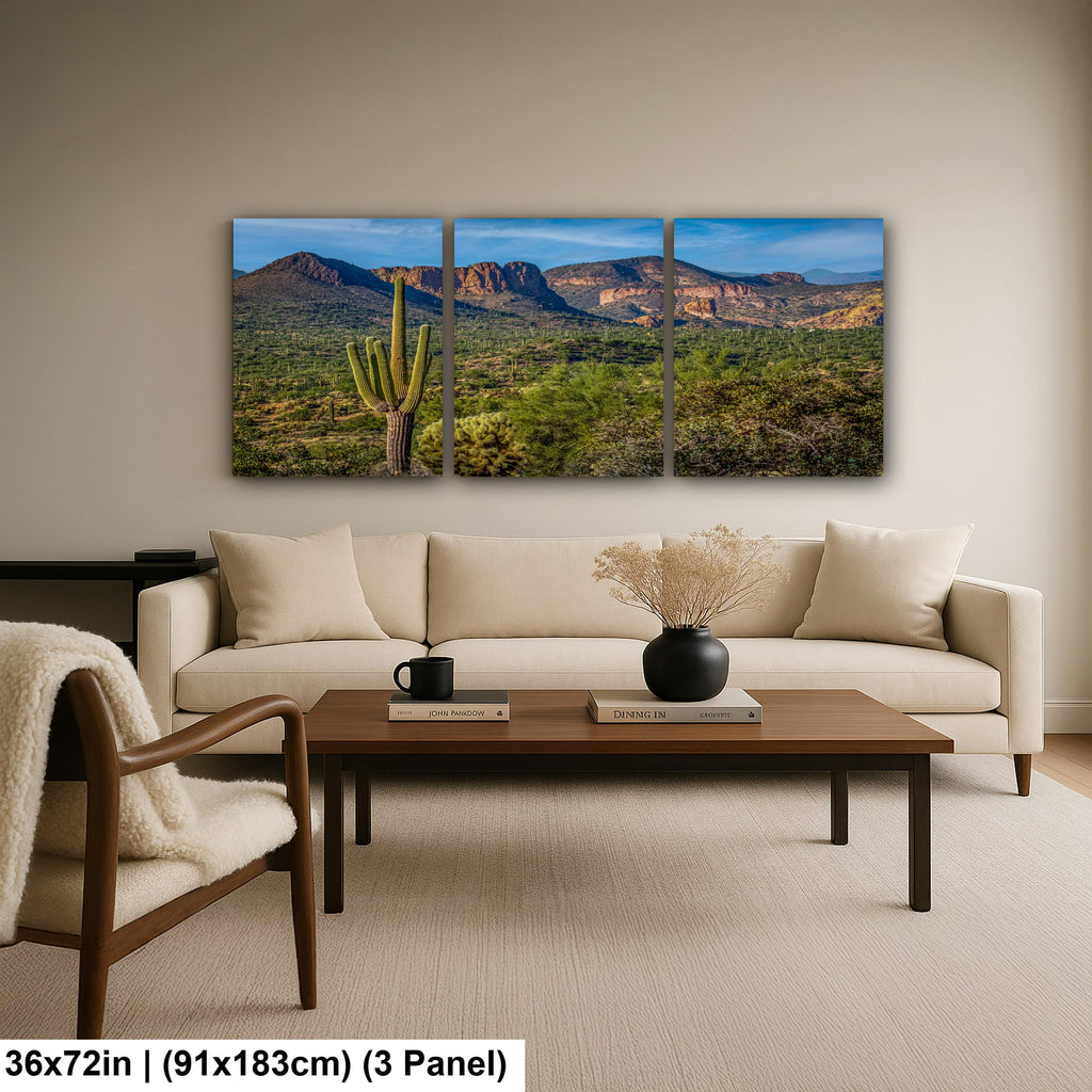 Lost Dutchman State Park Saguaro Overlooking Superstition Mountains Red Rock Cliffs - Apache Junction Arizona Photography Print