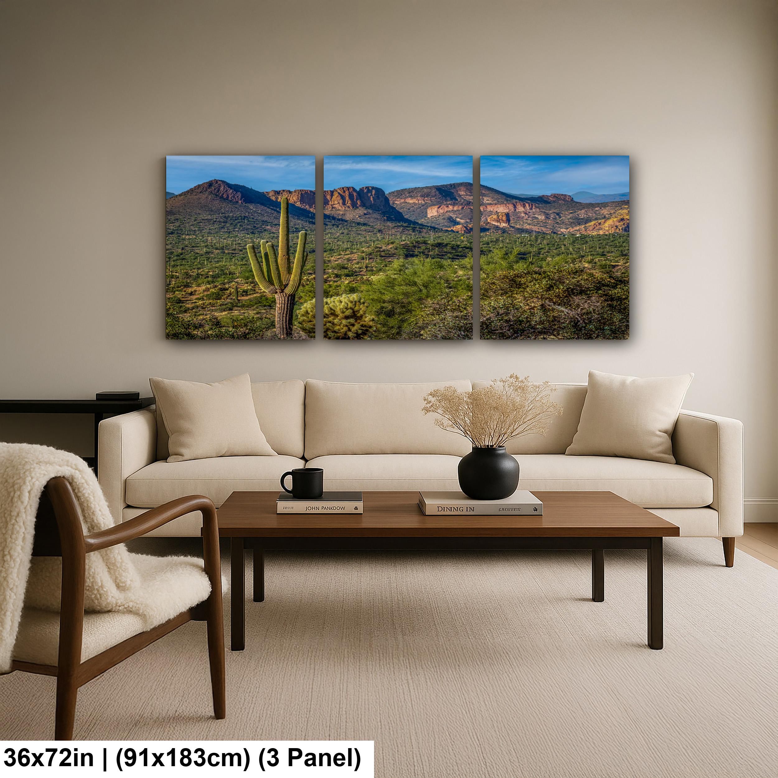 Lost Dutchman State Park Saguaro Overlooking Superstition Mountains Red Rock Cliffs - Apache Junction Arizona Photography Print