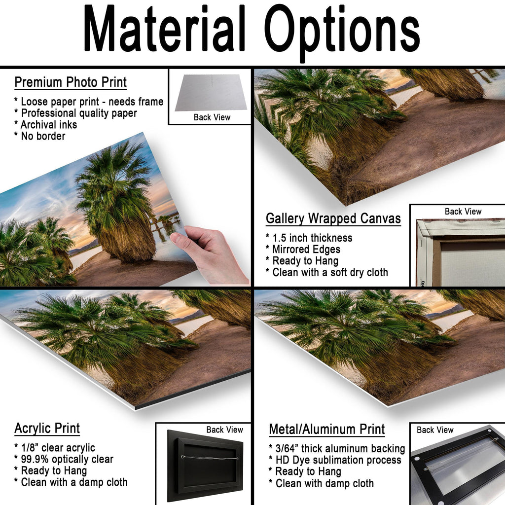 Oasis Palms: Mittry Lake Yuma AZ Desert Sunset Landscape Photo Wall Art