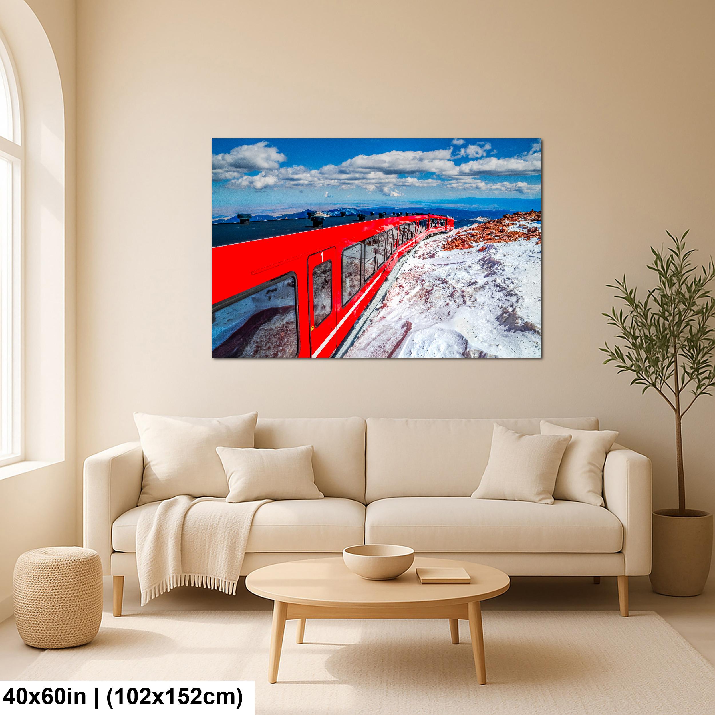 Pikes Peak Cog Railway Photography Print, Colorado Springs Mountain Train, Red Train Wall Art, Colorado Decor