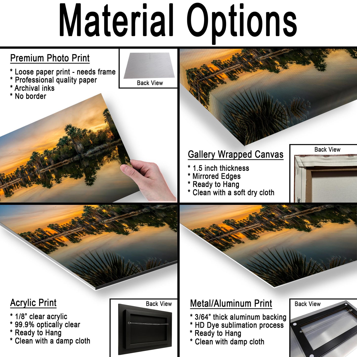 Agua Caliente Park Sunset Palm Oasis Reflection - Tucson Arizona Photography Print