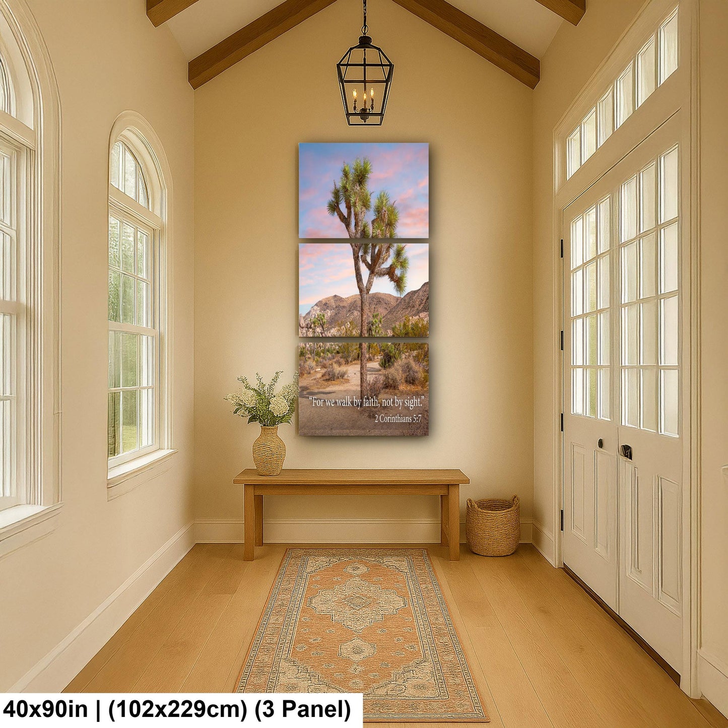 2 Corinthians 5:7 Walk by Faith Not by Sight, Joshua Tree Desert Photography Print, Christian Scripture Wall Decor