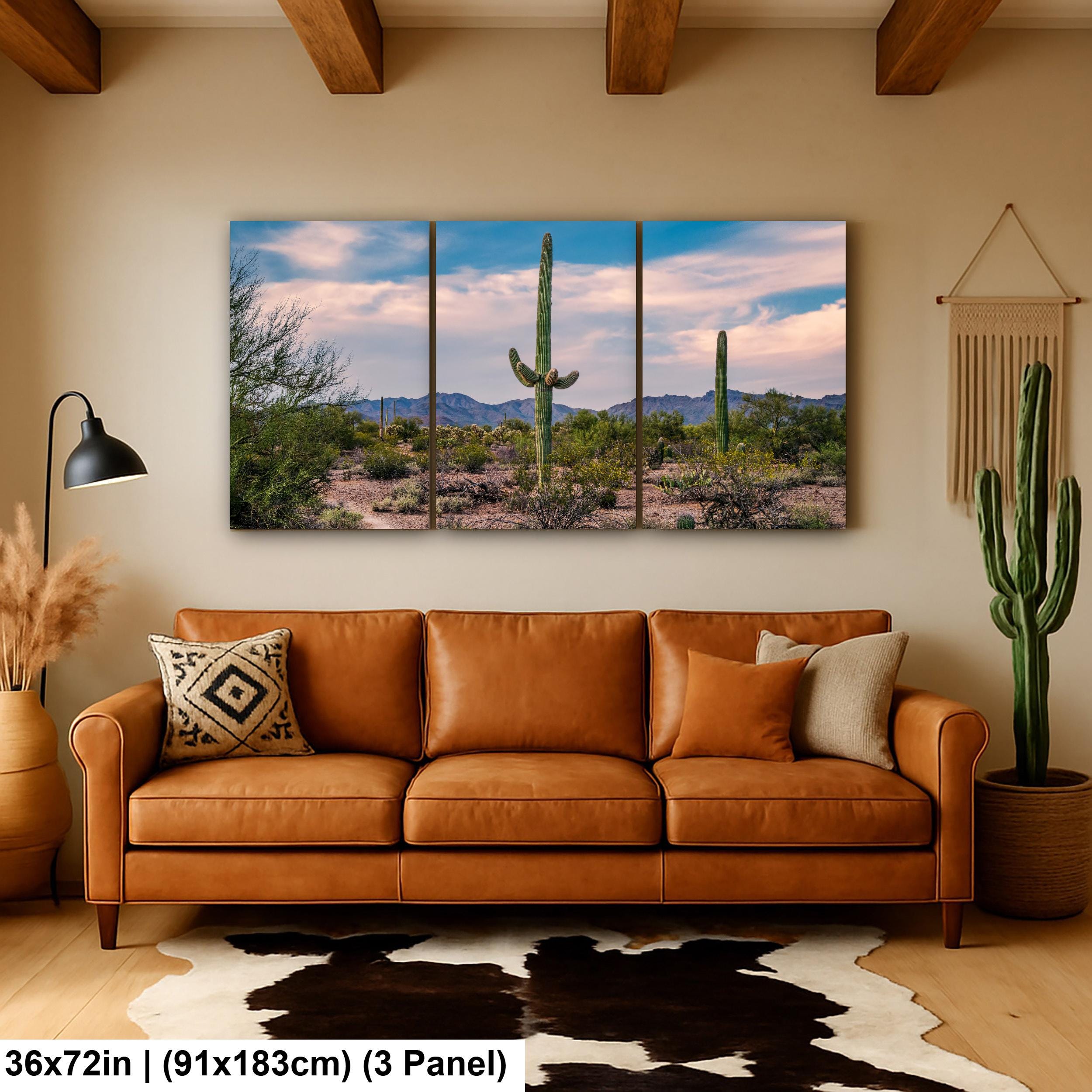 Pastel Sky Over Saguaro Cactus Trail Photography Print, Tucson Arizona Desert Landscape, Southwest Wall Art Decor