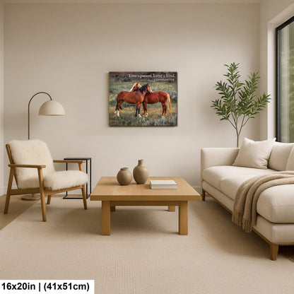 1 Corinthians 13:4 Love Is Patient Love Is Kind Bible Quote, Wild Horses Photography Print, Christian Wall Decor