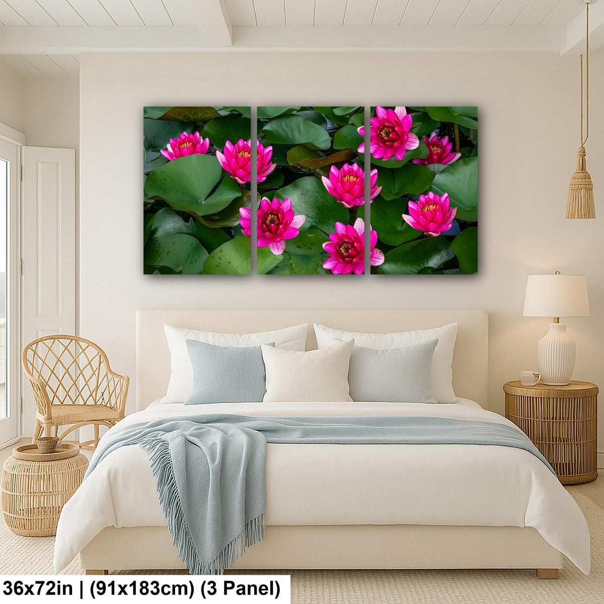 Magenta Blooms: Nymphaea Water Lilies Botanical Photography Wall Art
