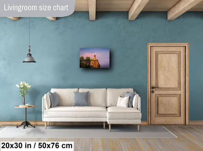 Split Rock Lighthouse Print – Minnesota Wall Art | Golden Hour Sunset Canvas