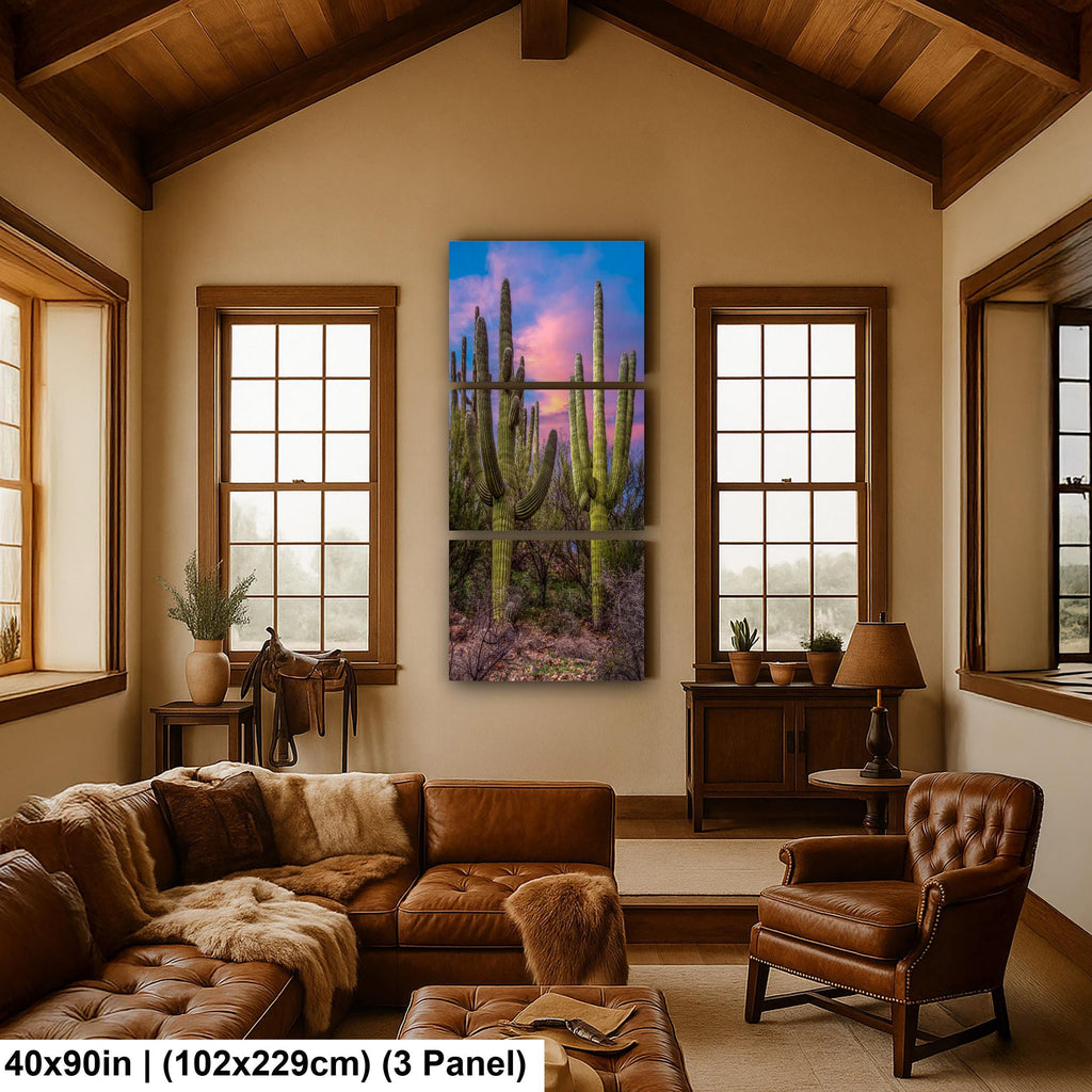 Towering Saguaros at Sunset, Catalina State Park Arizona Desert Photography Wall Art