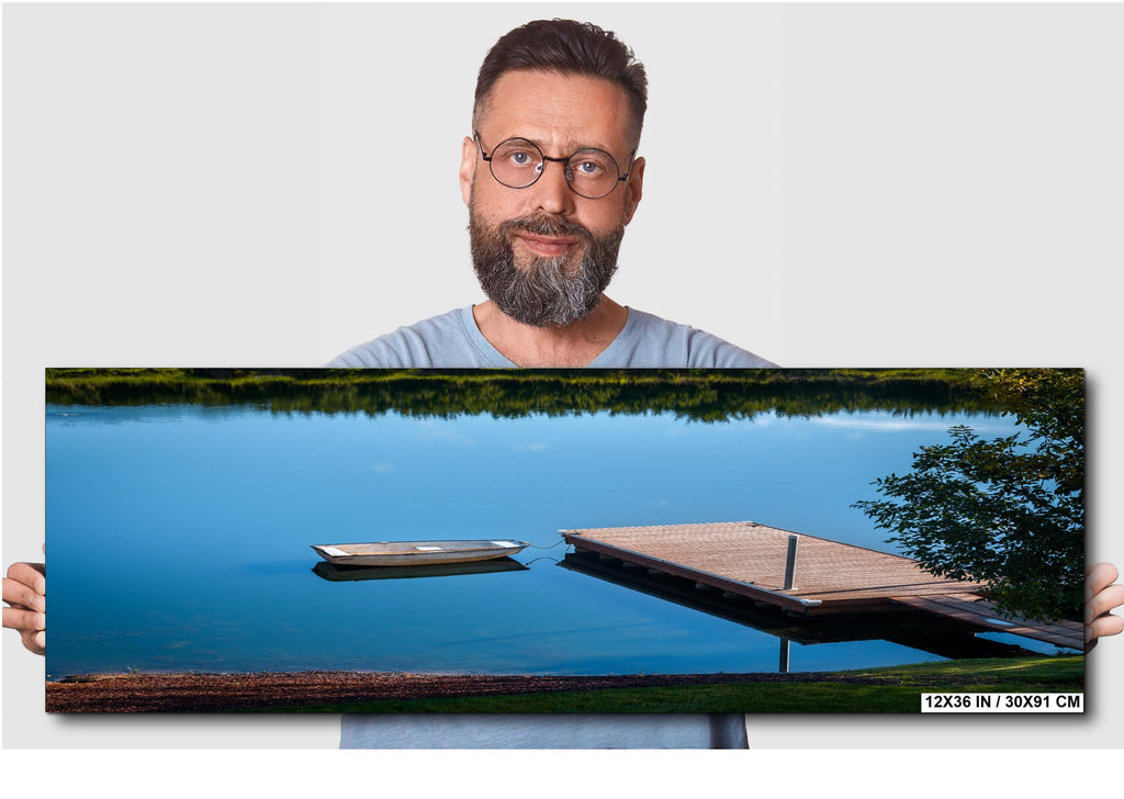 Oregon Lake Rowboat Print: Calm Water Reflection, Pacific Northwest Art