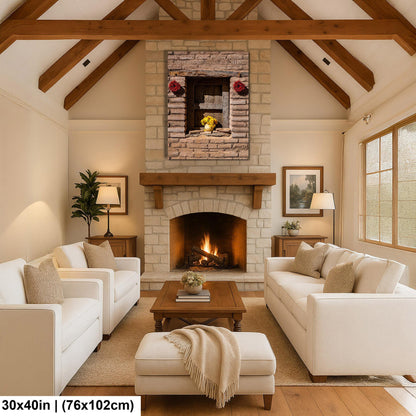 Adobe Wall with Flowers and Chili Ristras, Tucson Arizona, Photography Wall Art