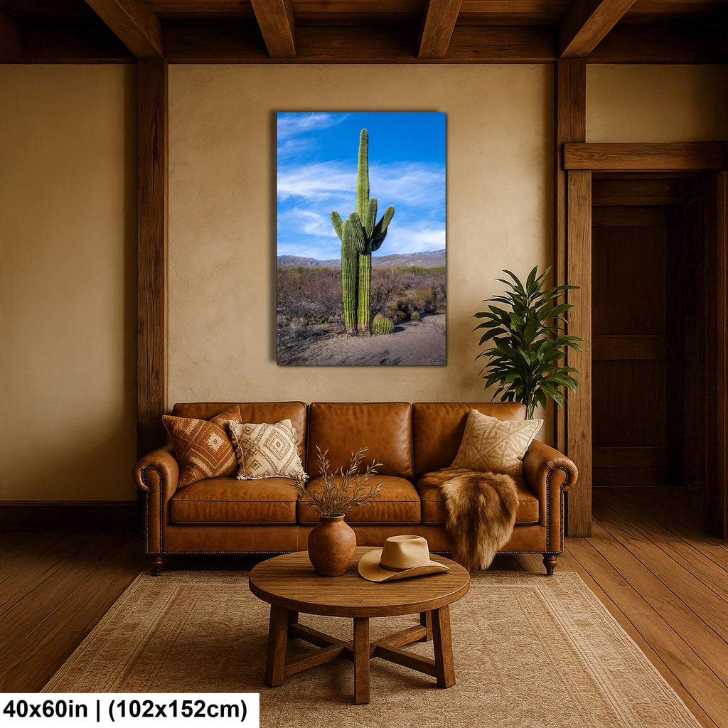 Towering Saguaro Against Blue Desert Sky Tucson Arizona Photography Print