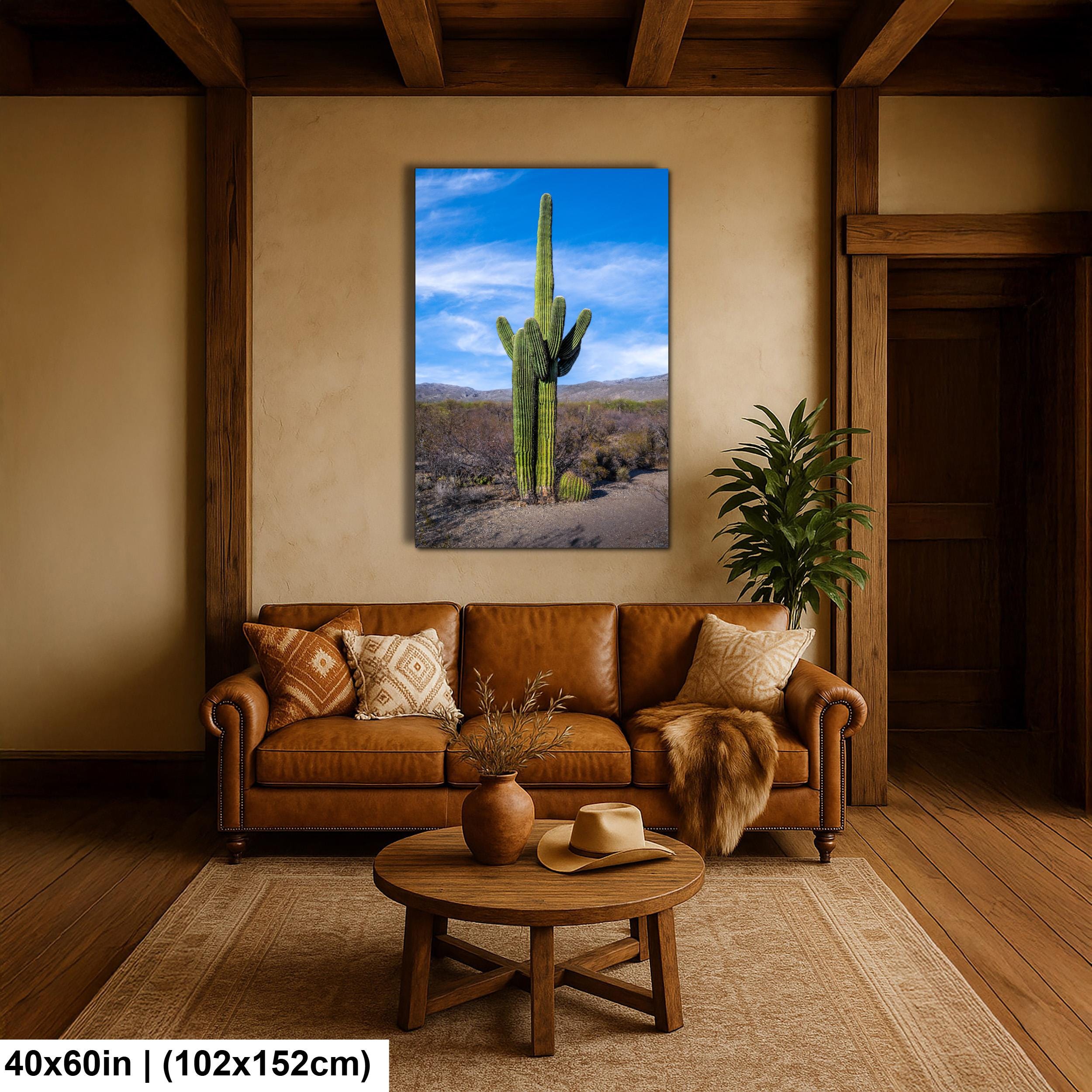 Towering Saguaro Against Blue Desert Sky Tucson Arizona Photography Print