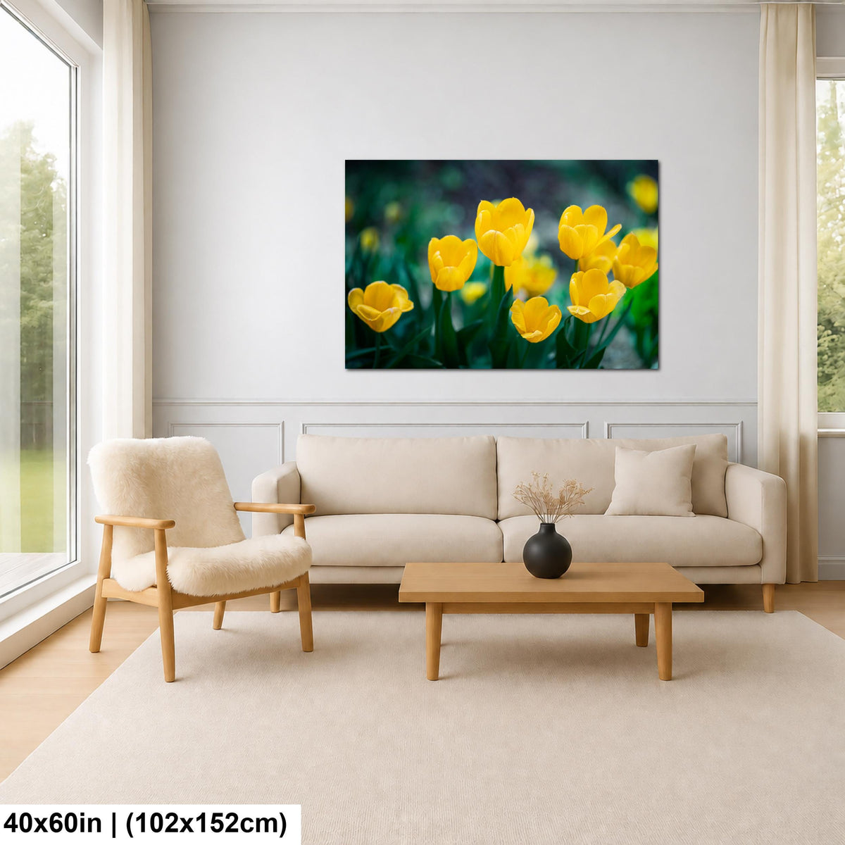 Sunlit Blooms: Yellow Tulip Flower Photography Botanical Floral Wall Art