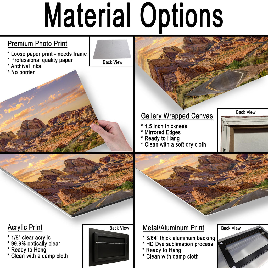 Sandstone Road: Valley of Fire State Park Nevada Golden Hour Photo Wall Art