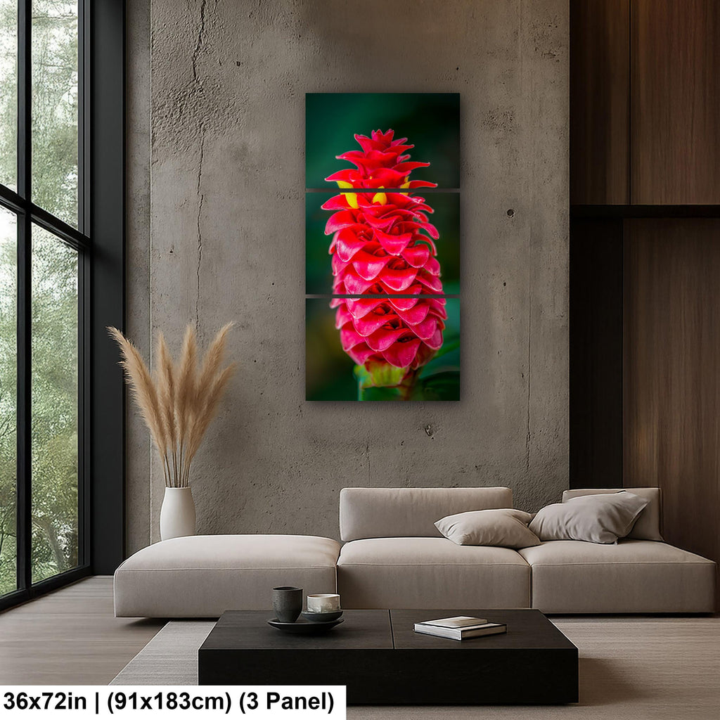 Crimson Spiral: Spiral Ginger Tropical Flower Botanical Photo Wall Art