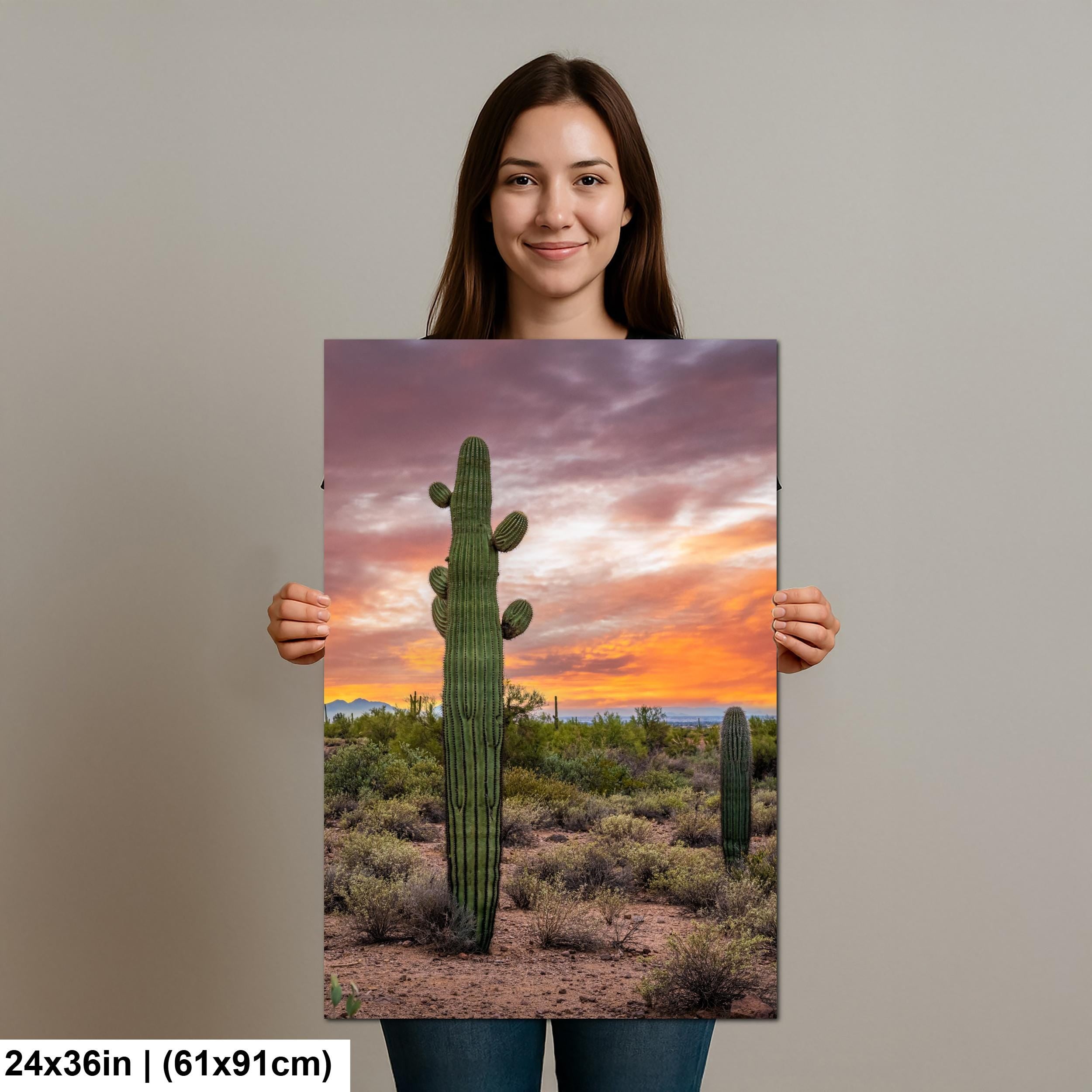 Sonoran Desert with Tall Saguaro Cactus Arizona Wall Art Photography Hanging Home Decor