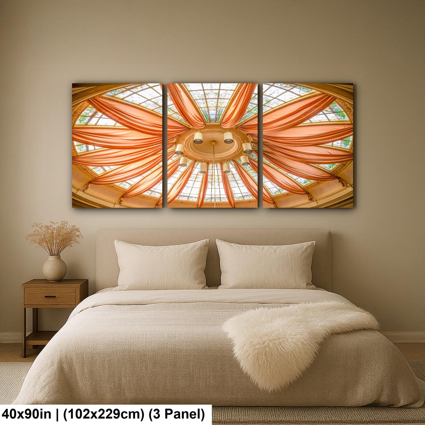 Golden Draped Glass Dome Ceiling - Elegant Interior Architecture Photography Print
