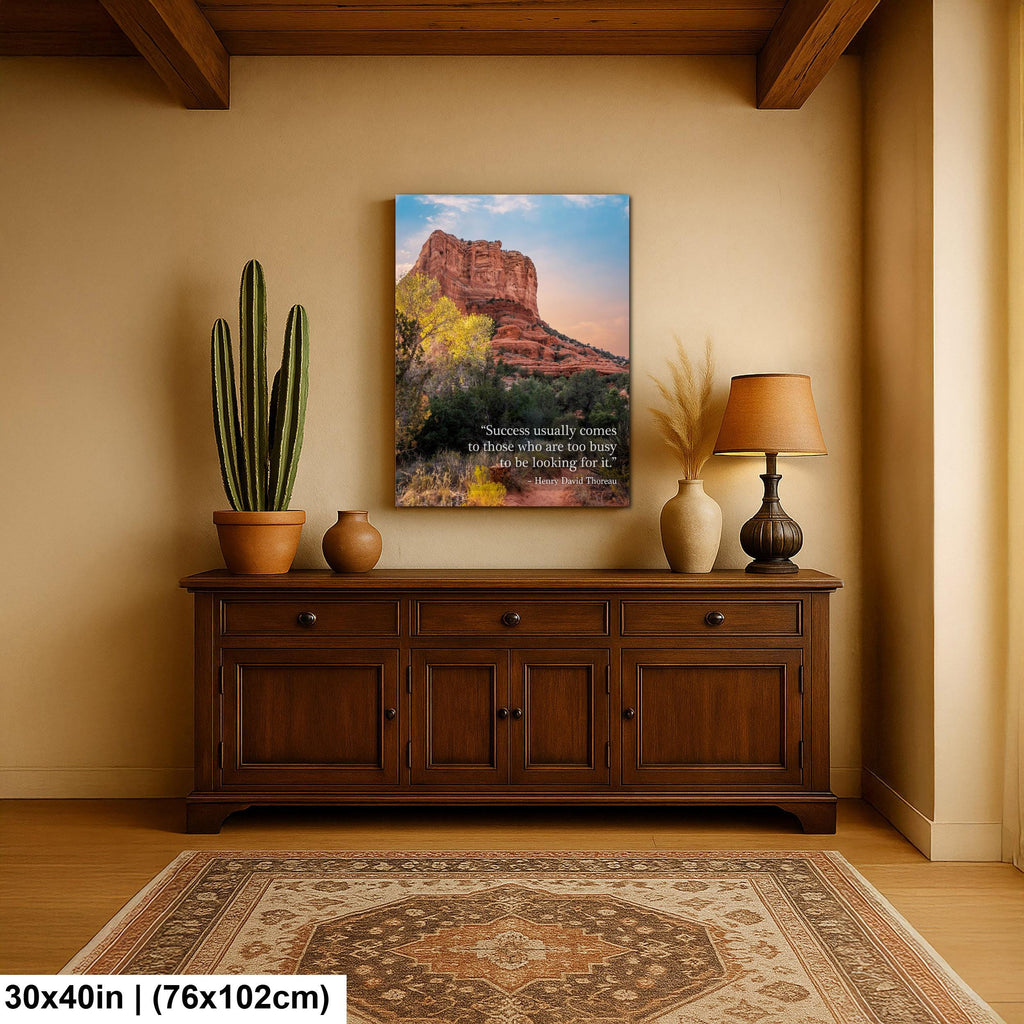 Sedona Red Rock Art – Thoreau Quote Print | Motivational Wall Decor Canvas