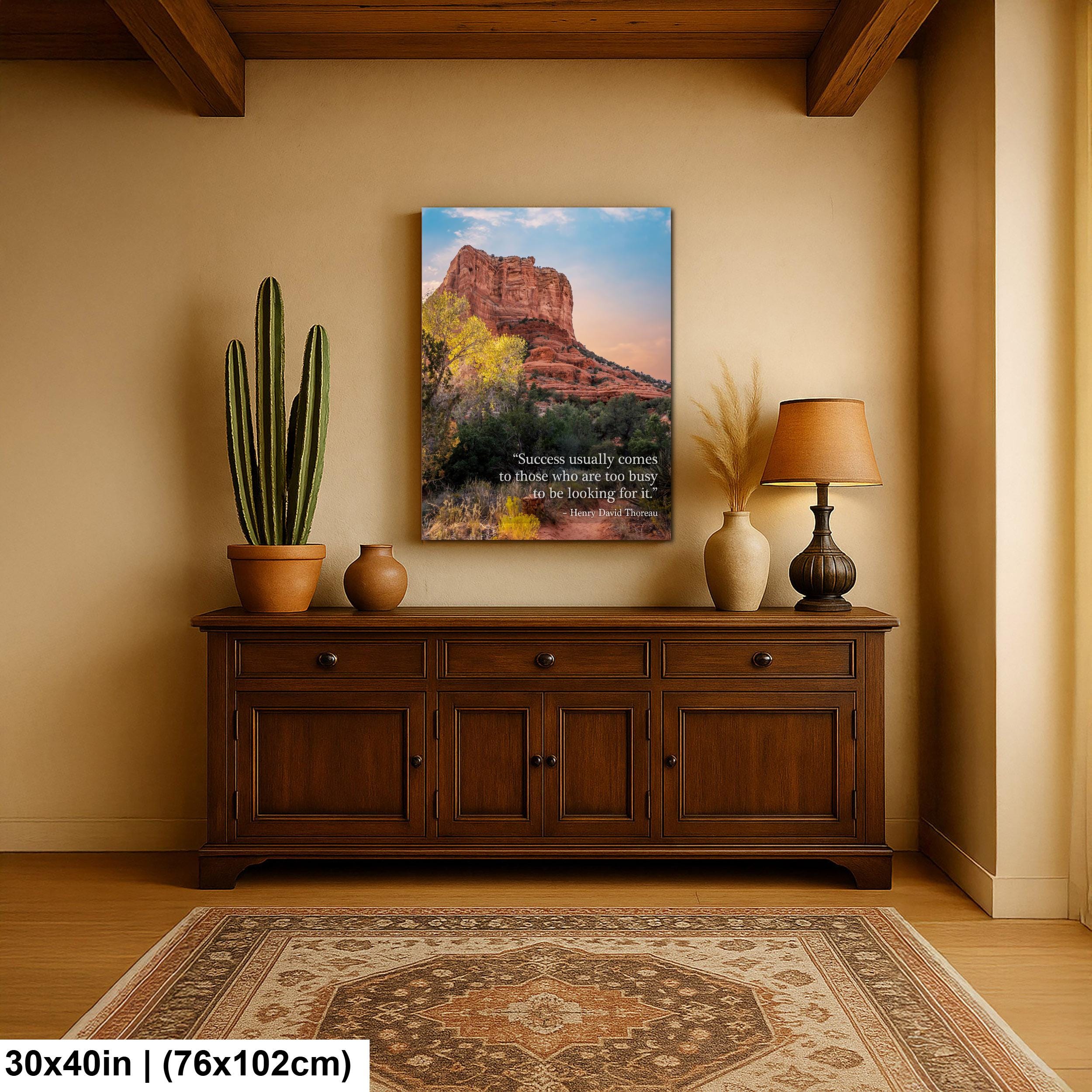 Sedona Red Rock Art – Thoreau Quote Print | Motivational Wall Decor Canvas