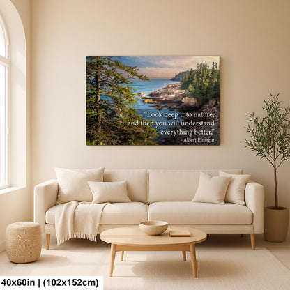 Albert Einstein Look Deep Into Nature Coastal Forest Motivational Photography Print
