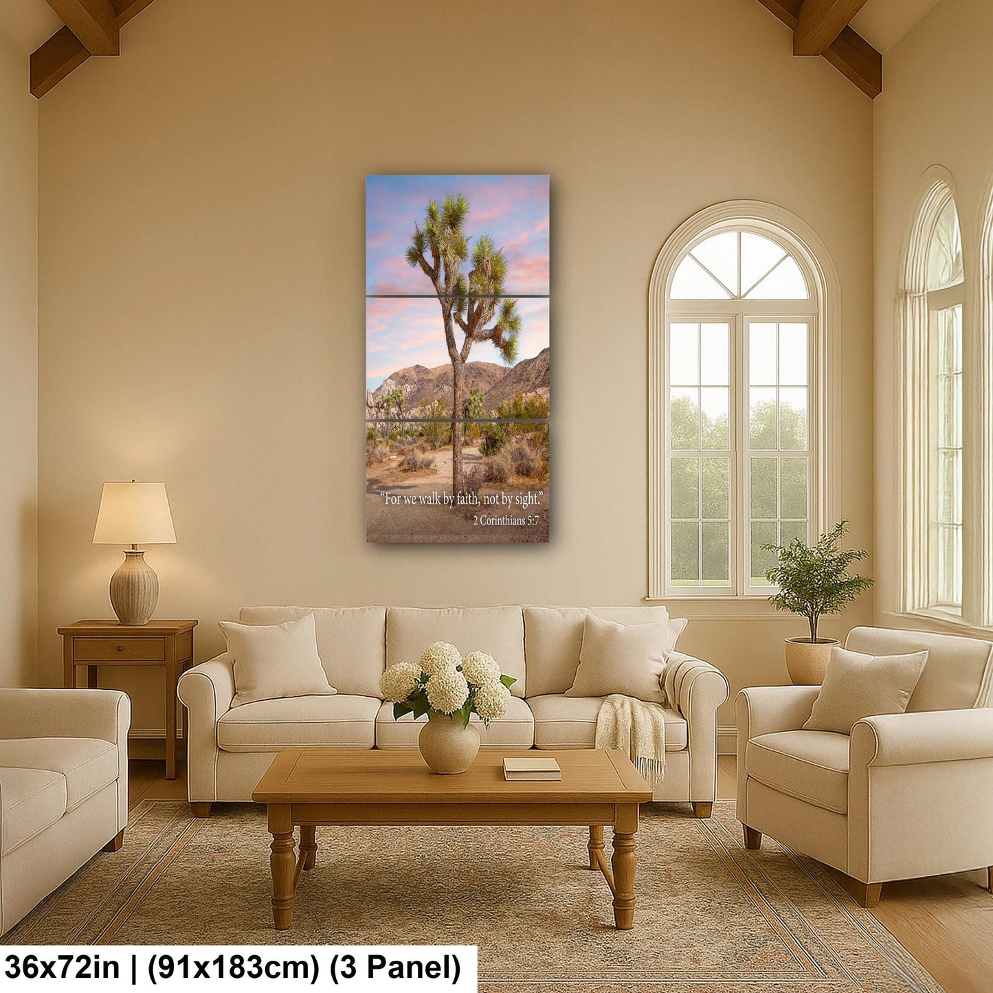 2 Corinthians 5:7 Walk by Faith Not by Sight, Joshua Tree Desert Photography Print, Christian Scripture Wall Decor