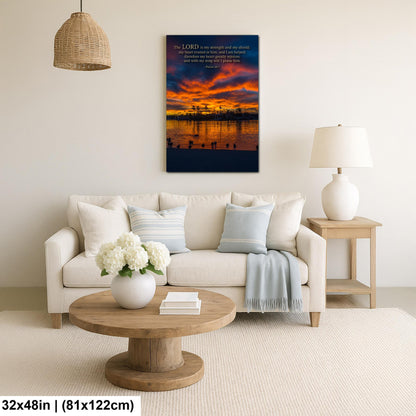 Christian Wall Art – Psalm 28:7 Bible Verse Print | Arizona Sunset Art Decor