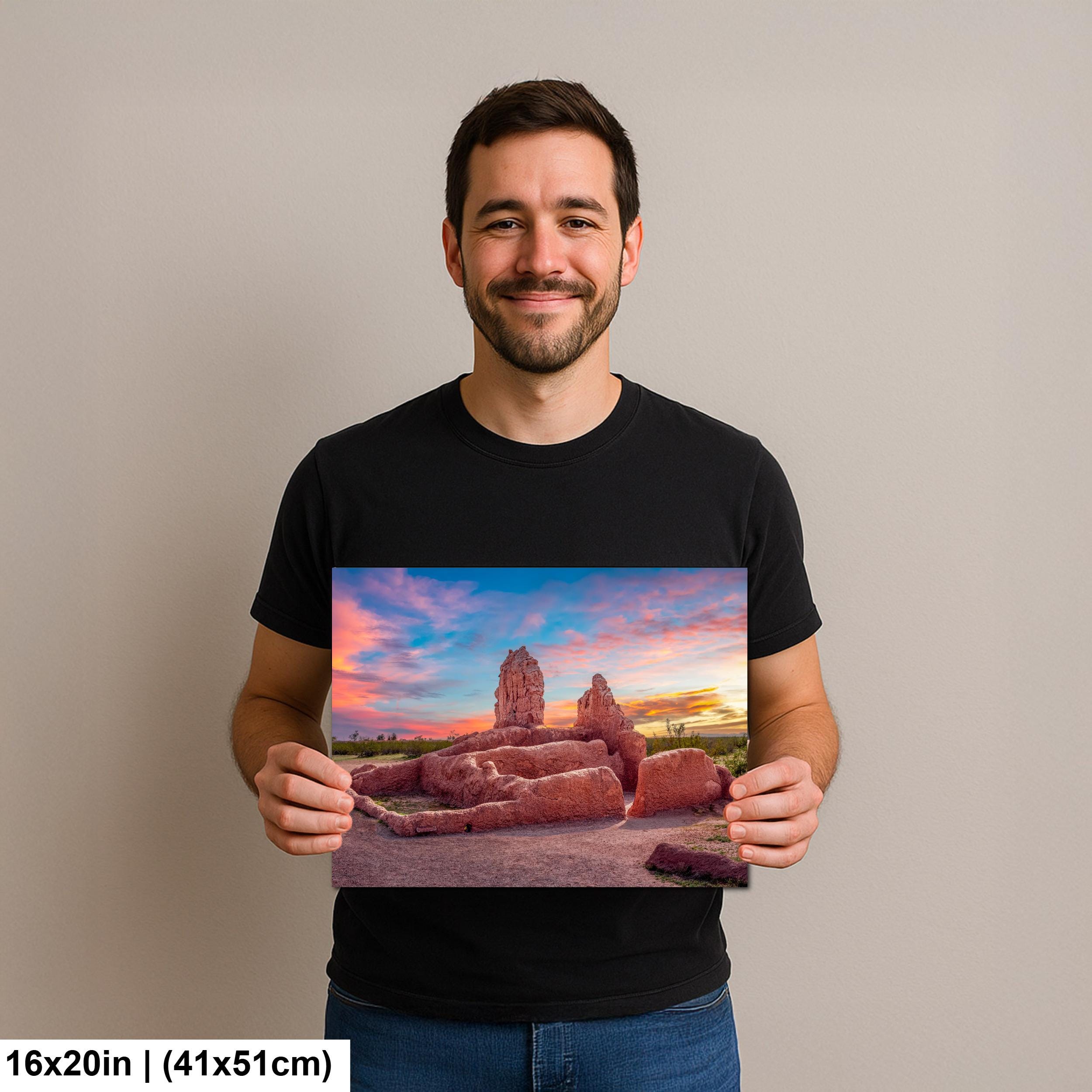 Casa Grande Ruins National Monument at Sunset, Coolidge Arizona, Photography Print Wall Art