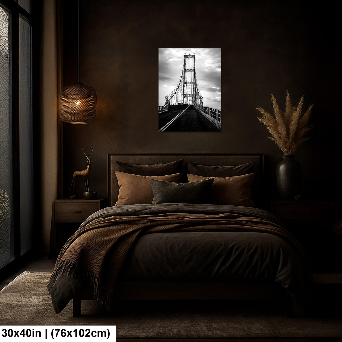 Deer Isle Bridge: Eggemoggin Reach Maine Suspension Black White Wall Art