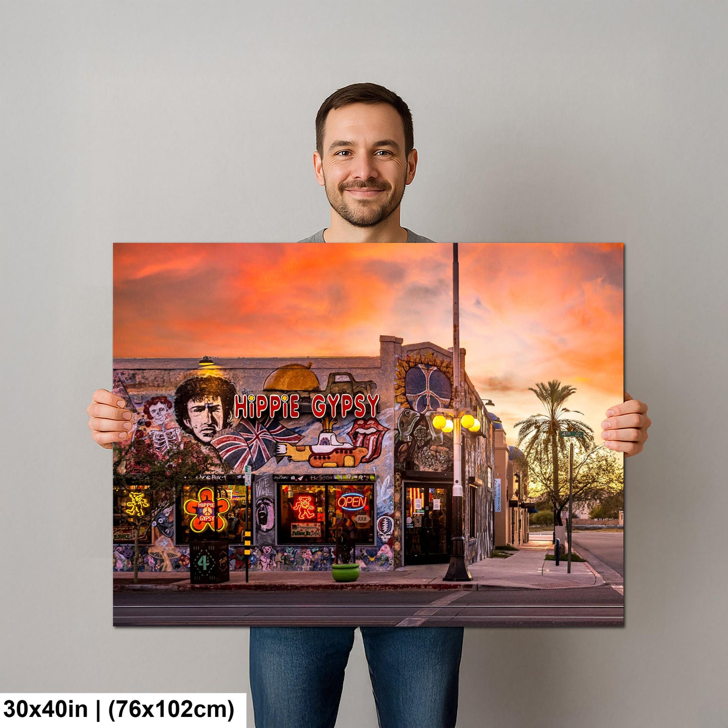 Tucson Mural - Hippie Gypsy at Sunset, Arizona Street Art Photography Print