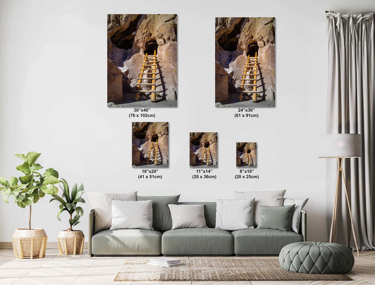 Steps to Ancient Homes: Wooden Ladders in Bandelier National Monument Los Alamos New Mexico Print Wall Art Aluminum/Acrylic/Metal/Canvas