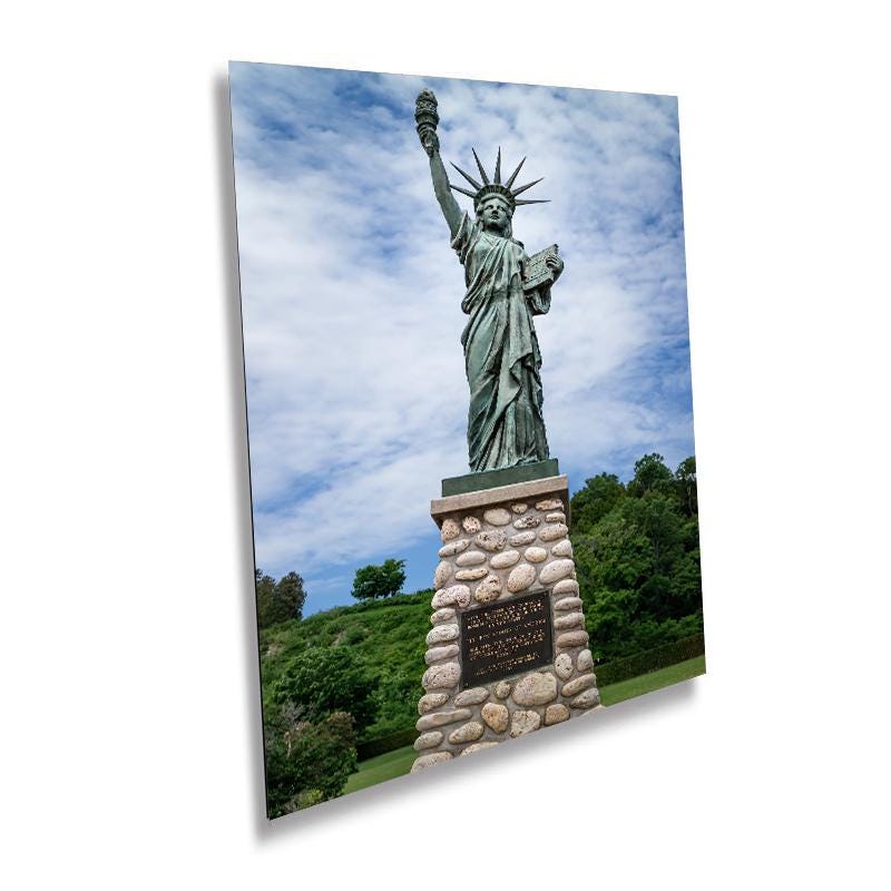 Mackinac’s Little Lady Liberty: Wall Art Print Mackinac Island Miniature Statue of Liberty Michigan Heritage Metal Metal/Aluminum/Canvas