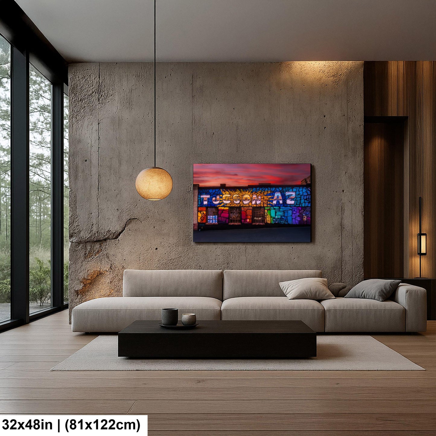 Tucson Mural - Colorful Sunset Street Art with Mosaic Pattern, Arizona Photography Print