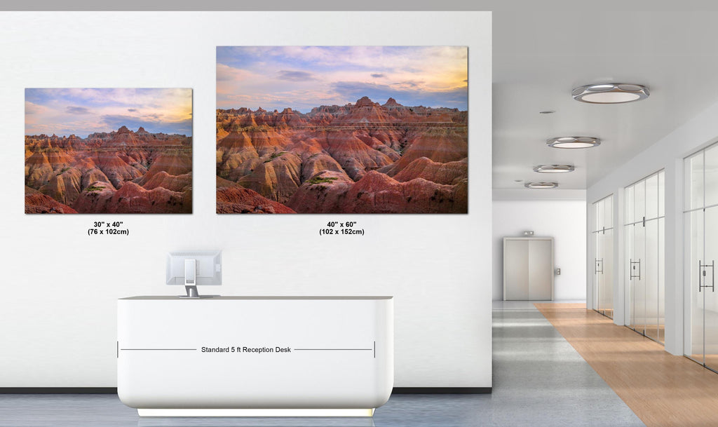 Badlands National Park Majestic Rock Formations, South Dakota Sunset Photography Wall Art
