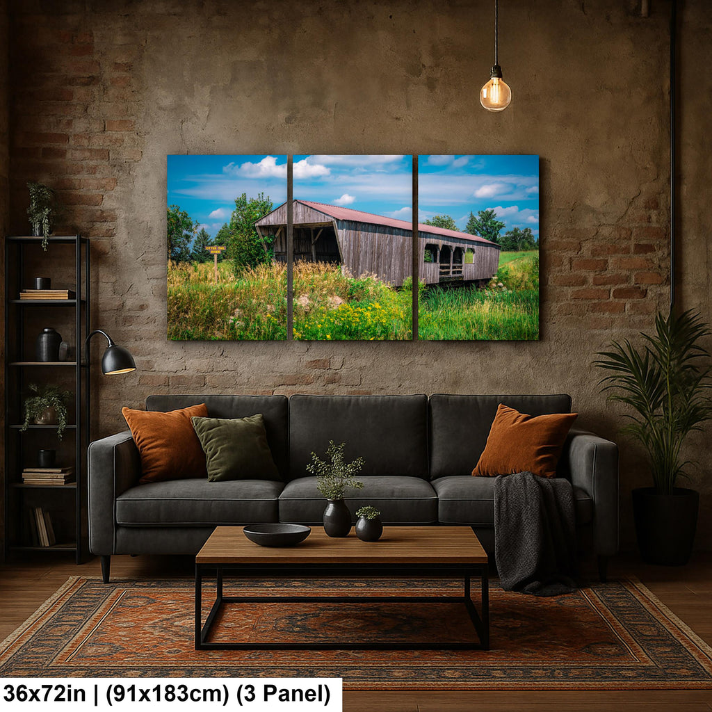 Rustic Covered Bridge Over Otter Tail River Detroit Lakes Minnesota Photography Print