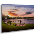 Capitol Lake Sunset: Pierre SD Bronze Statue Photography Wall Art