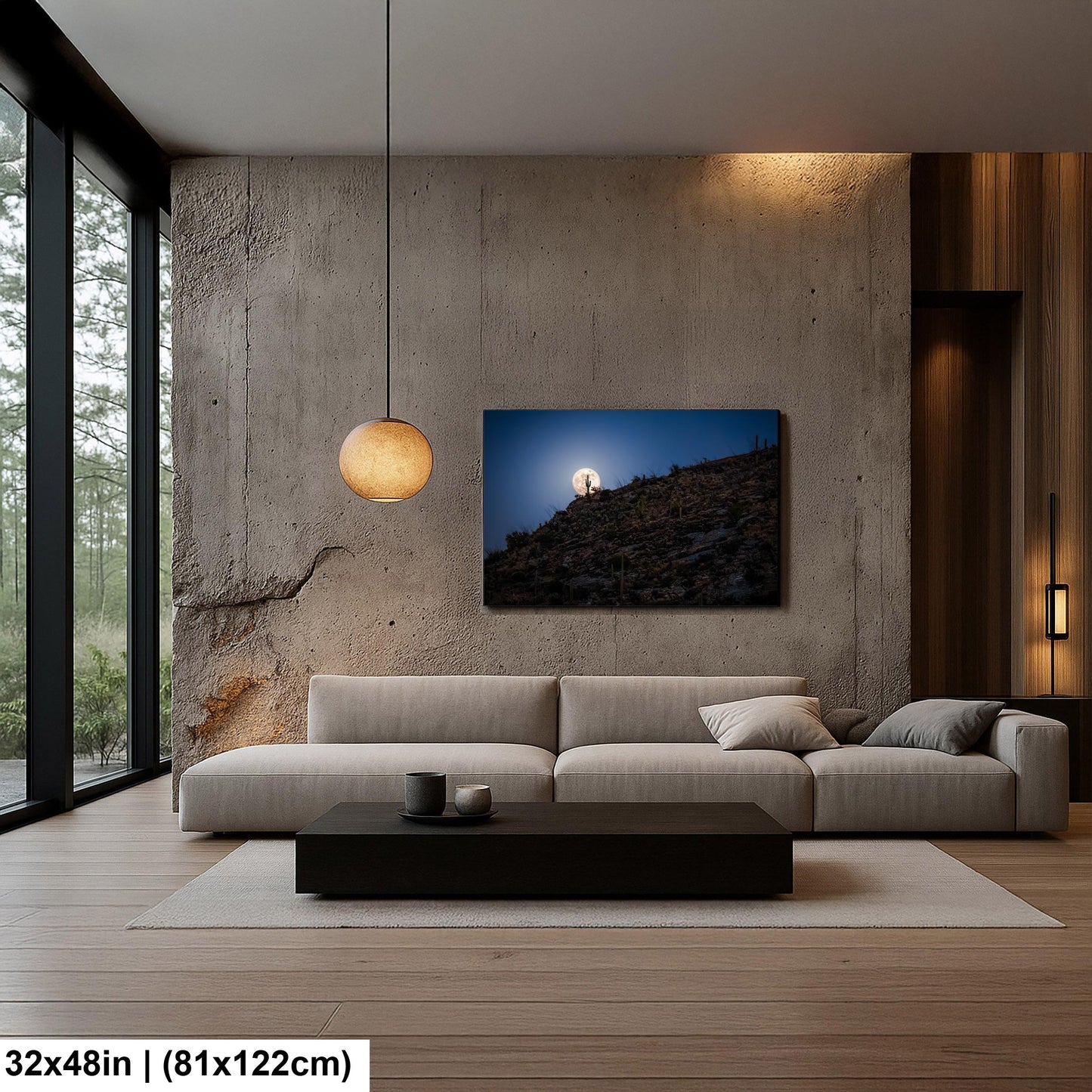 Full Moon Rising over Saguaro Ridge, Tucson Arizona Desert Landscape Photography Print