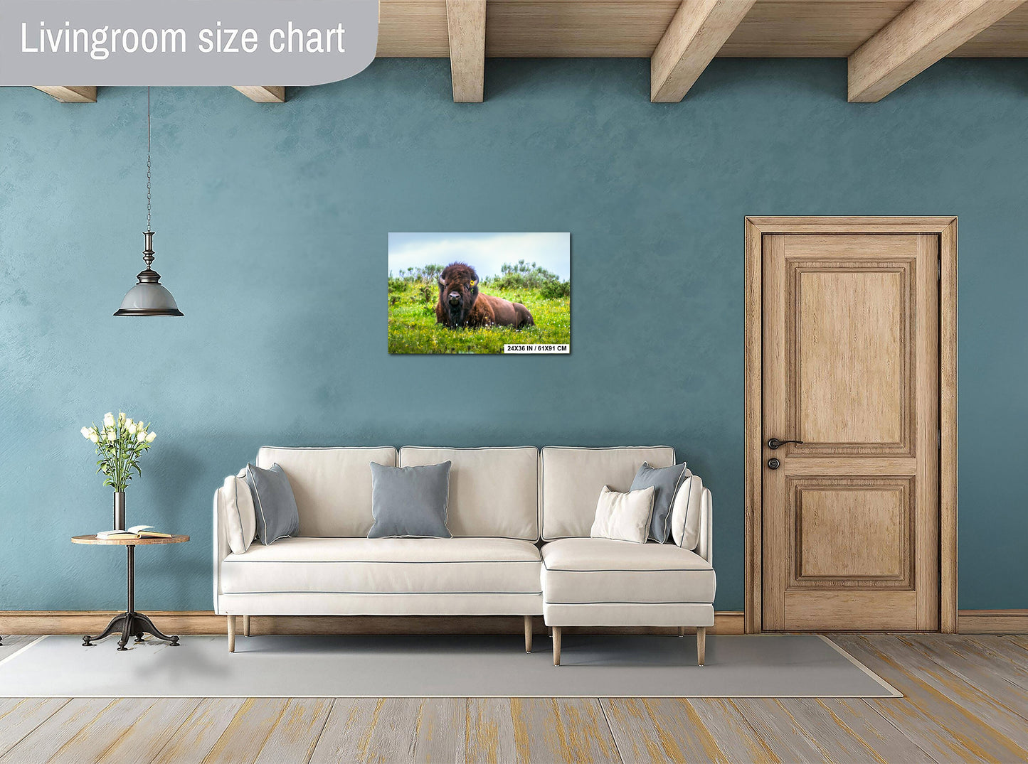 Flower Child: Bison Wildlife Photography Yellowstone National Park Poster Wyoming Nature Canvas Print