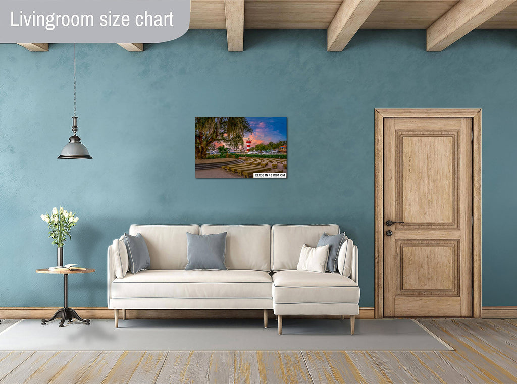 Harbour Town Wall Art – Hilton Head Canvas Print With Nautical Lighthouse Museum Decor
