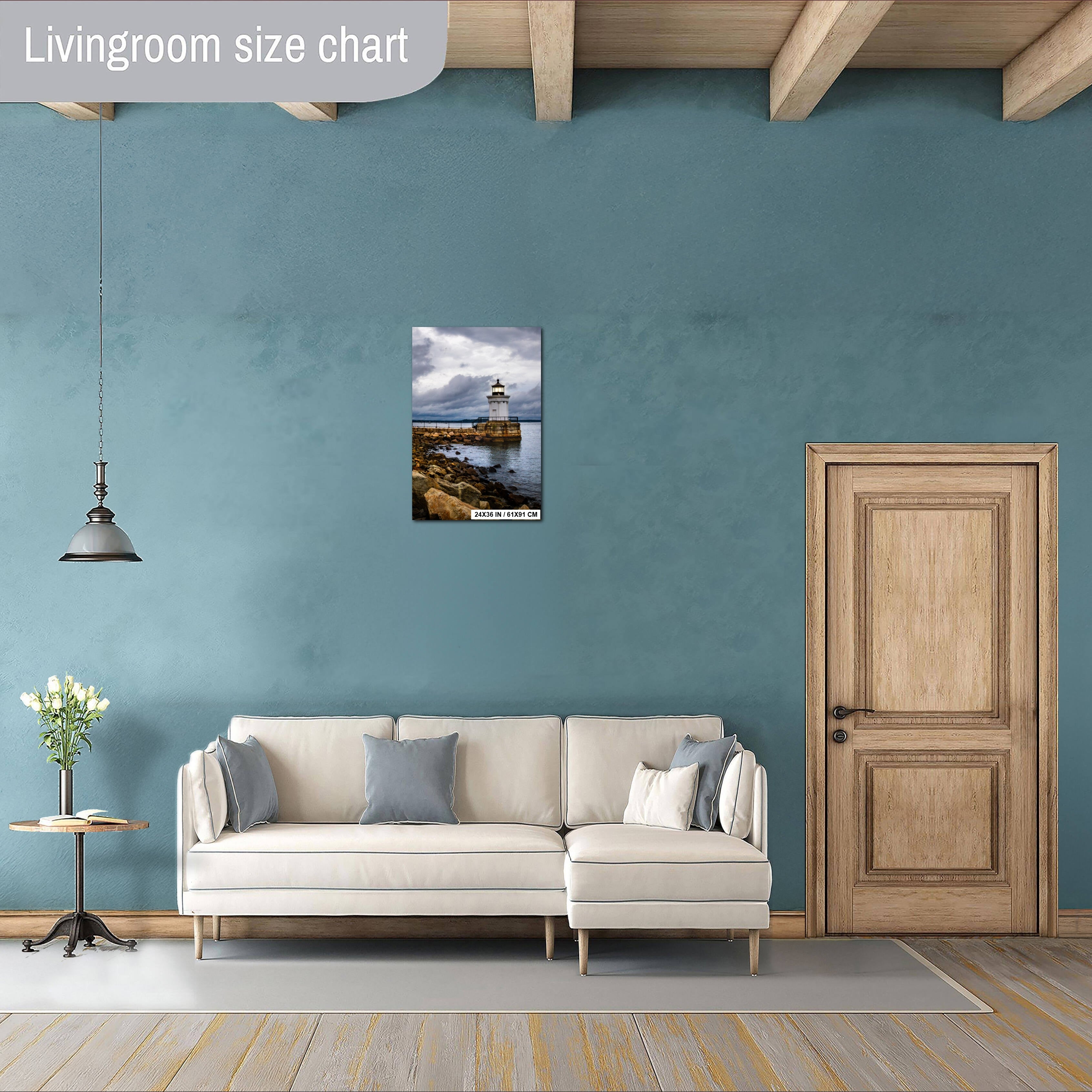 Bug Light Park, Portland Maine Lighthouse - Black and White Nautical Seascape Print