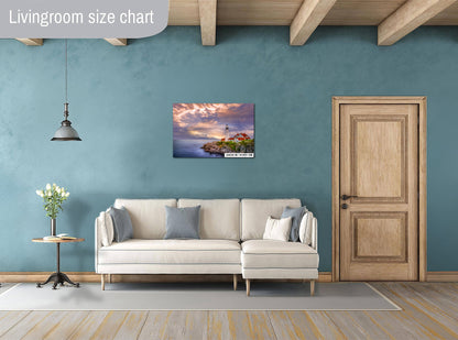 Cape Elizabeth Lighthouse Print – Nautical Wall Art | Stormy Sea Canvas