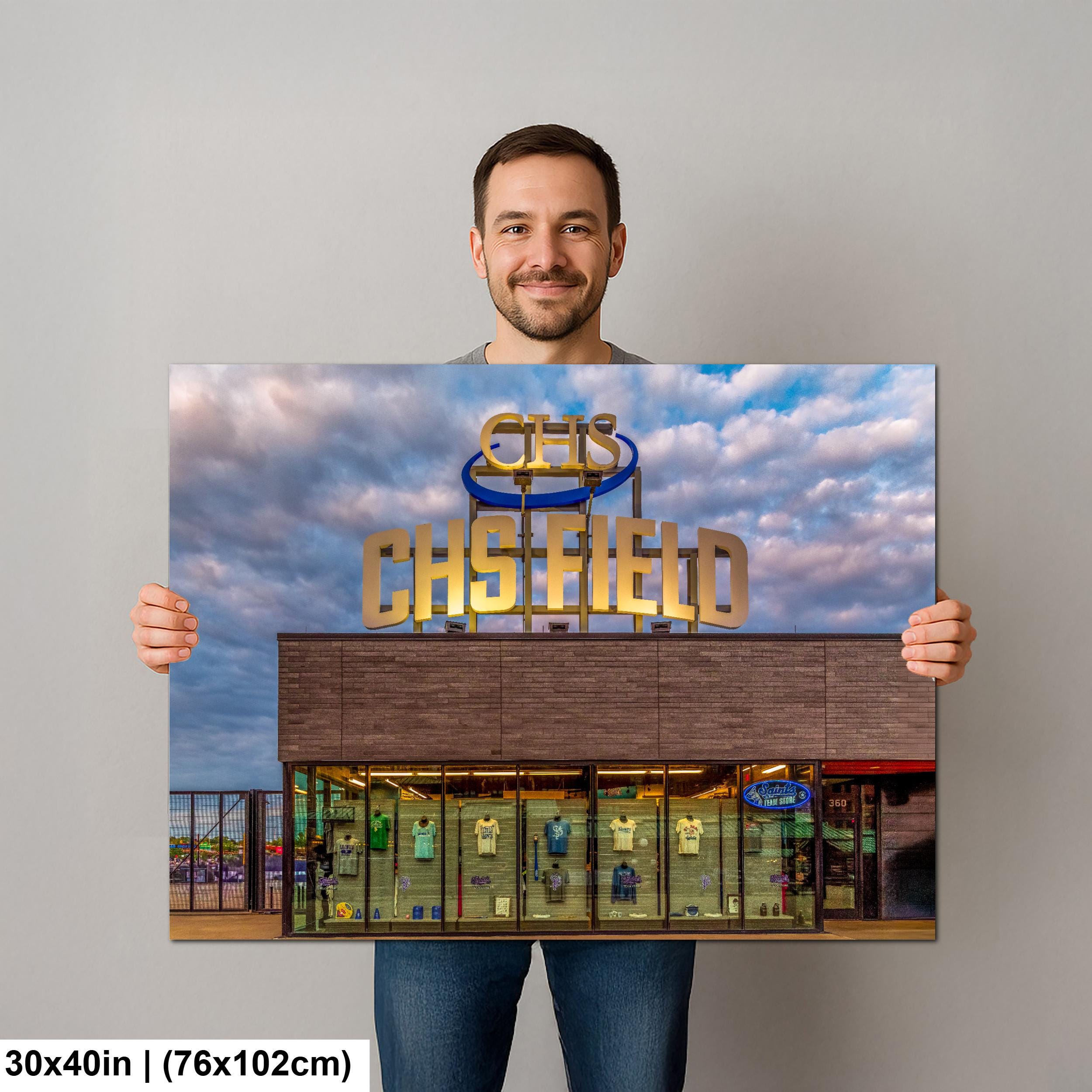 Vintage CHS Field Sign Under Stormy Skies, St. Paul Minnesota Photography Print