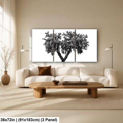 Black and White Cholla Cactus Print: Desert Minimalist Wall Decor