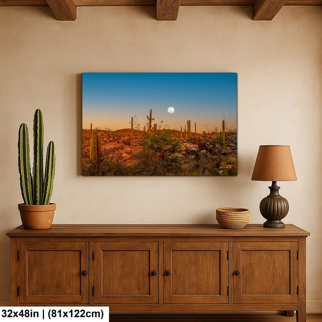 Full Moon Over Saguaro National Park East Photography Print, Tucson Arizona Desert Landscape, Southwest Wall Art