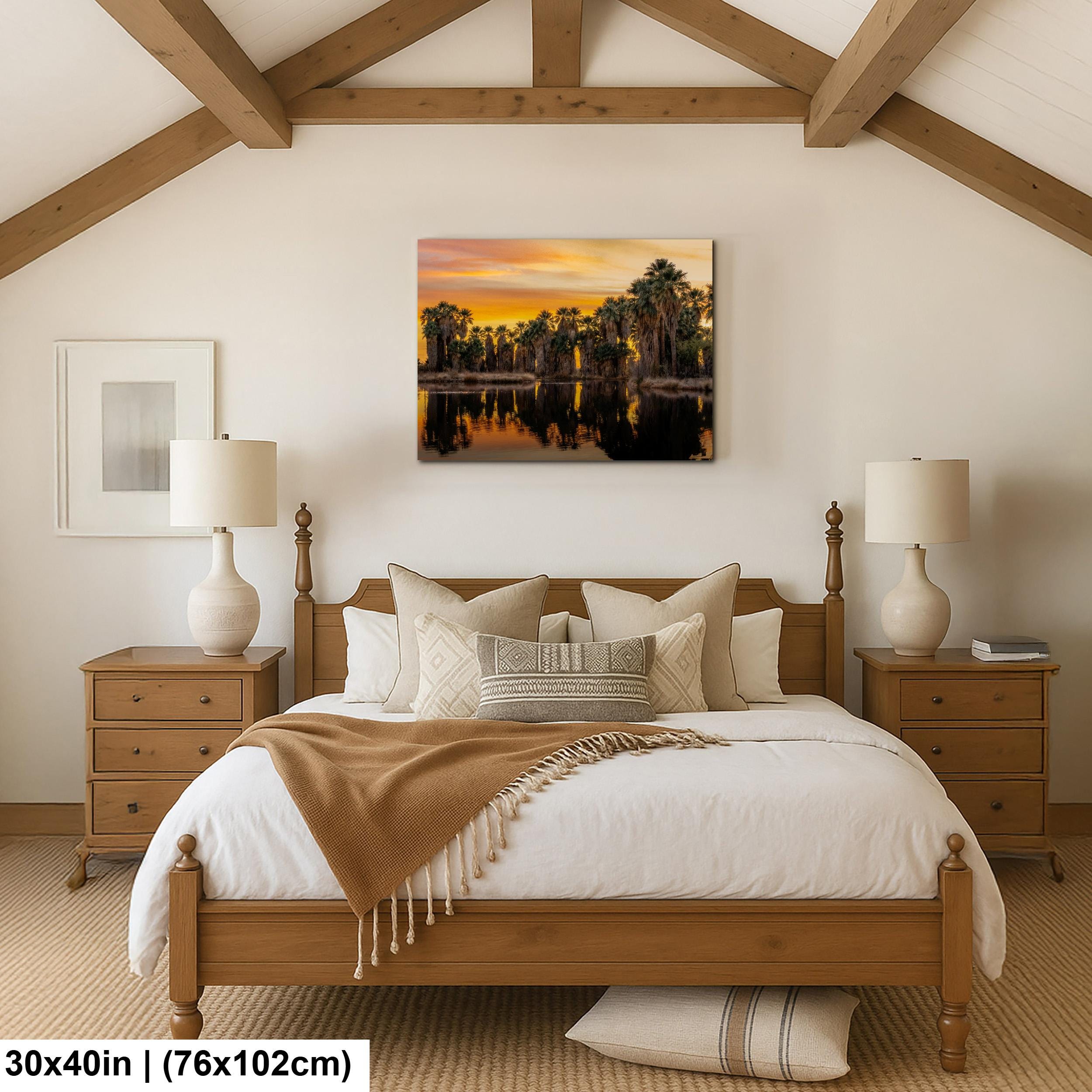 Agua Caliente Palm Grove Sunset Reflection - Tucson Arizona Photography Print