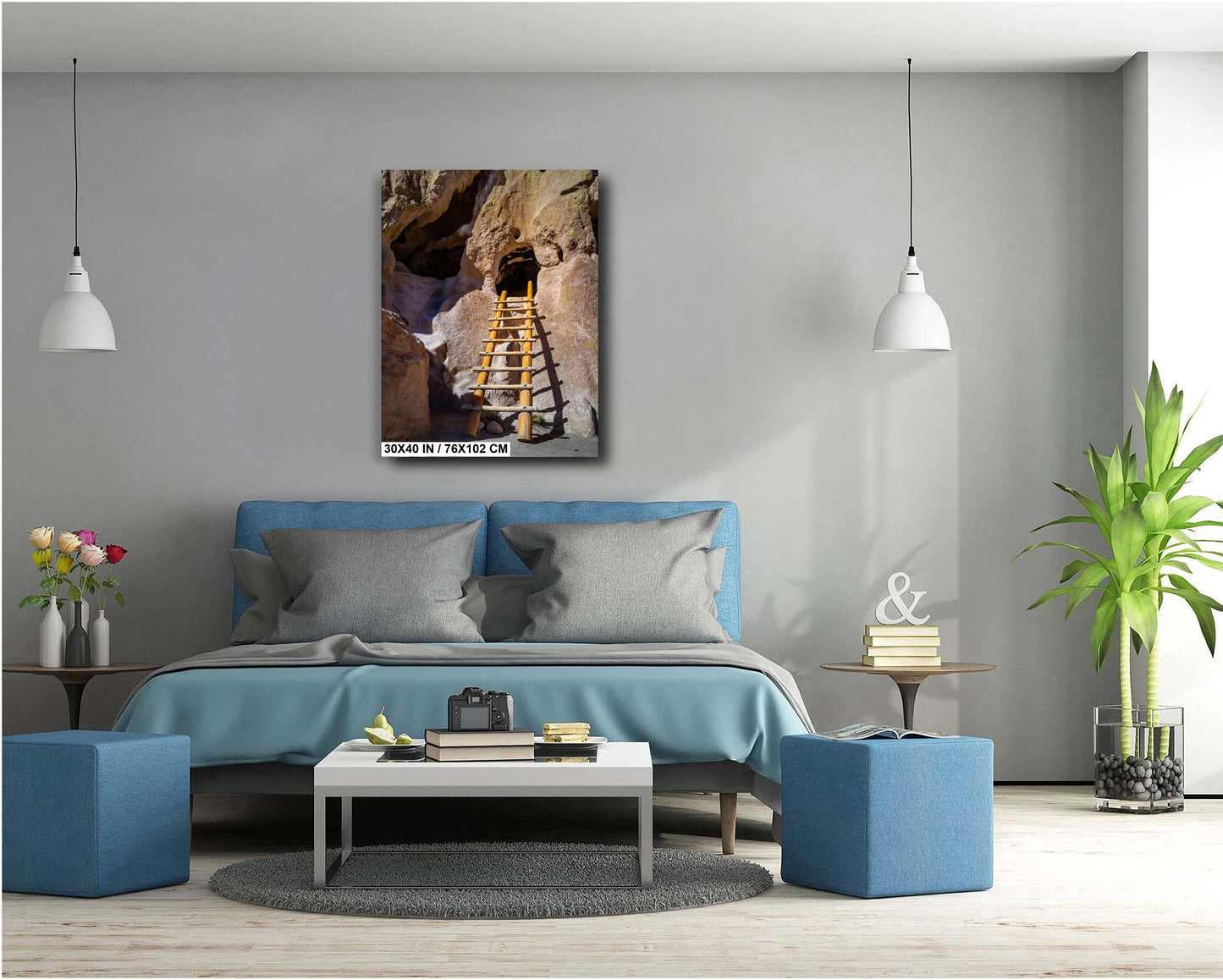 Steps to Ancient Homes: Wooden Ladders in Bandelier National Monument Los Alamos New Mexico Print Wall Art Aluminum/Acrylic/Metal/Canvas