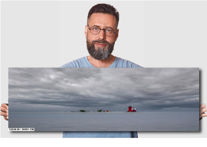 Mackinac Island Lighthouse Print – Round Island Light Photo | Nautical Wall Art Decor