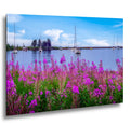 Coastal Wildflowers and Sailboats: Grand Marais Harbor Minnesota Wall Art
