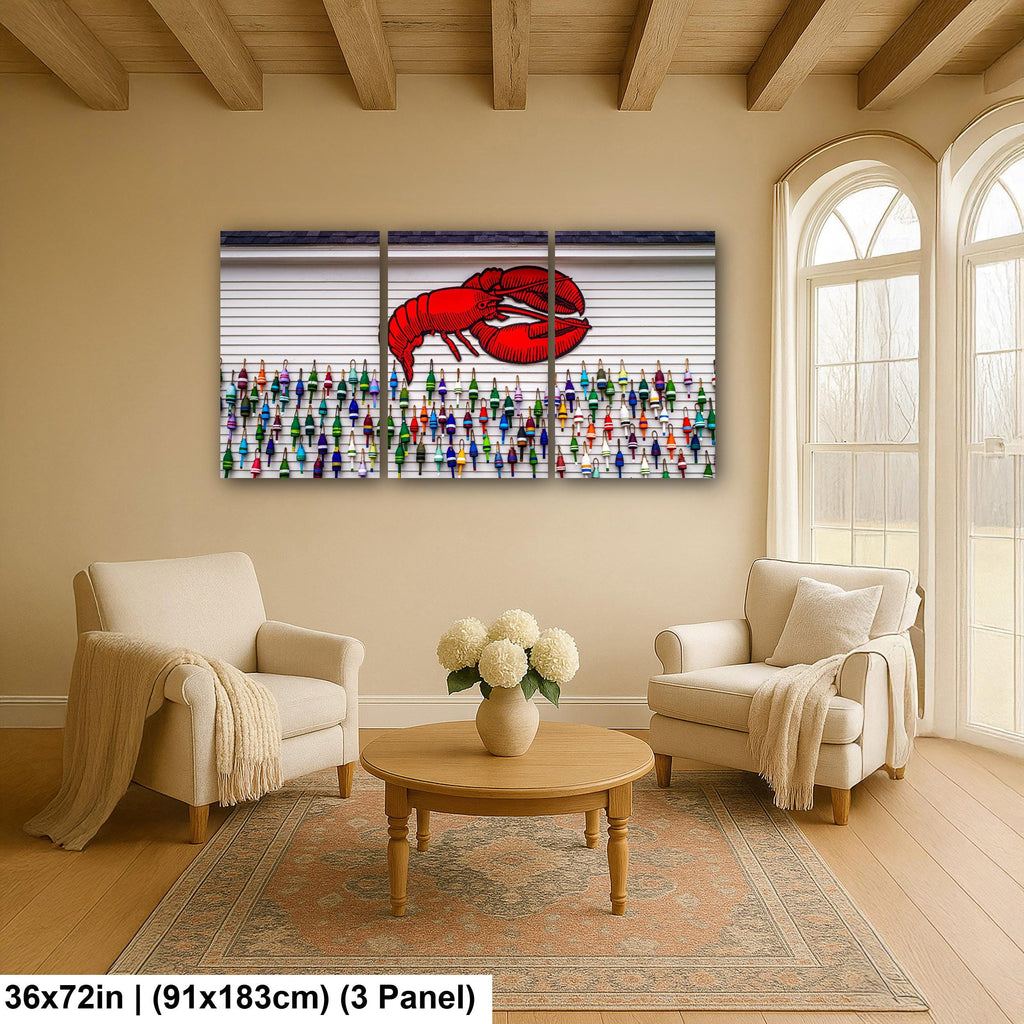 Lobster Buoy Display: Bar Harbor Maine Coastal Fishing Photography Wall Art