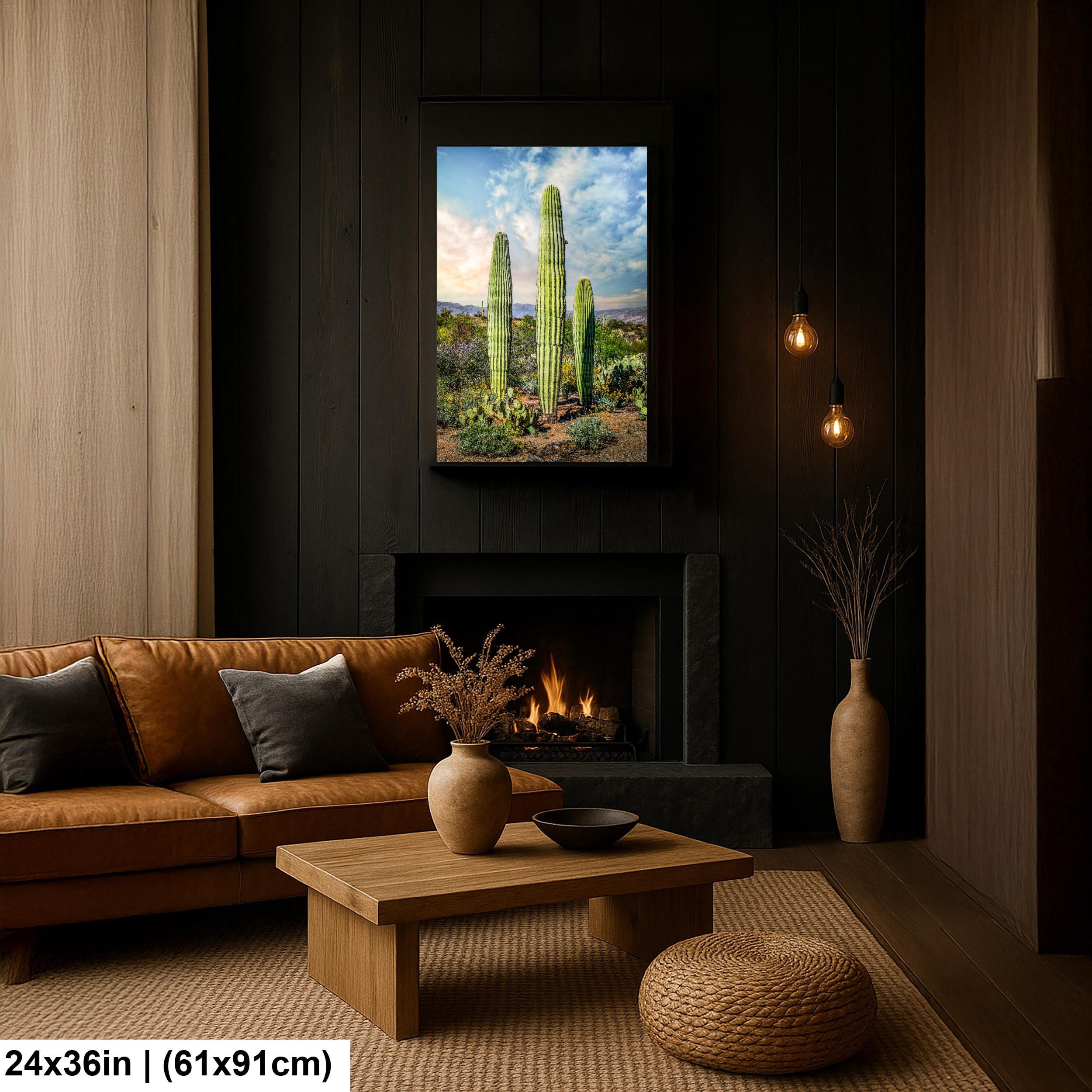 Towering Saguaros and Desert Sky, Saguaro National Park Tucson Arizona Photography Print