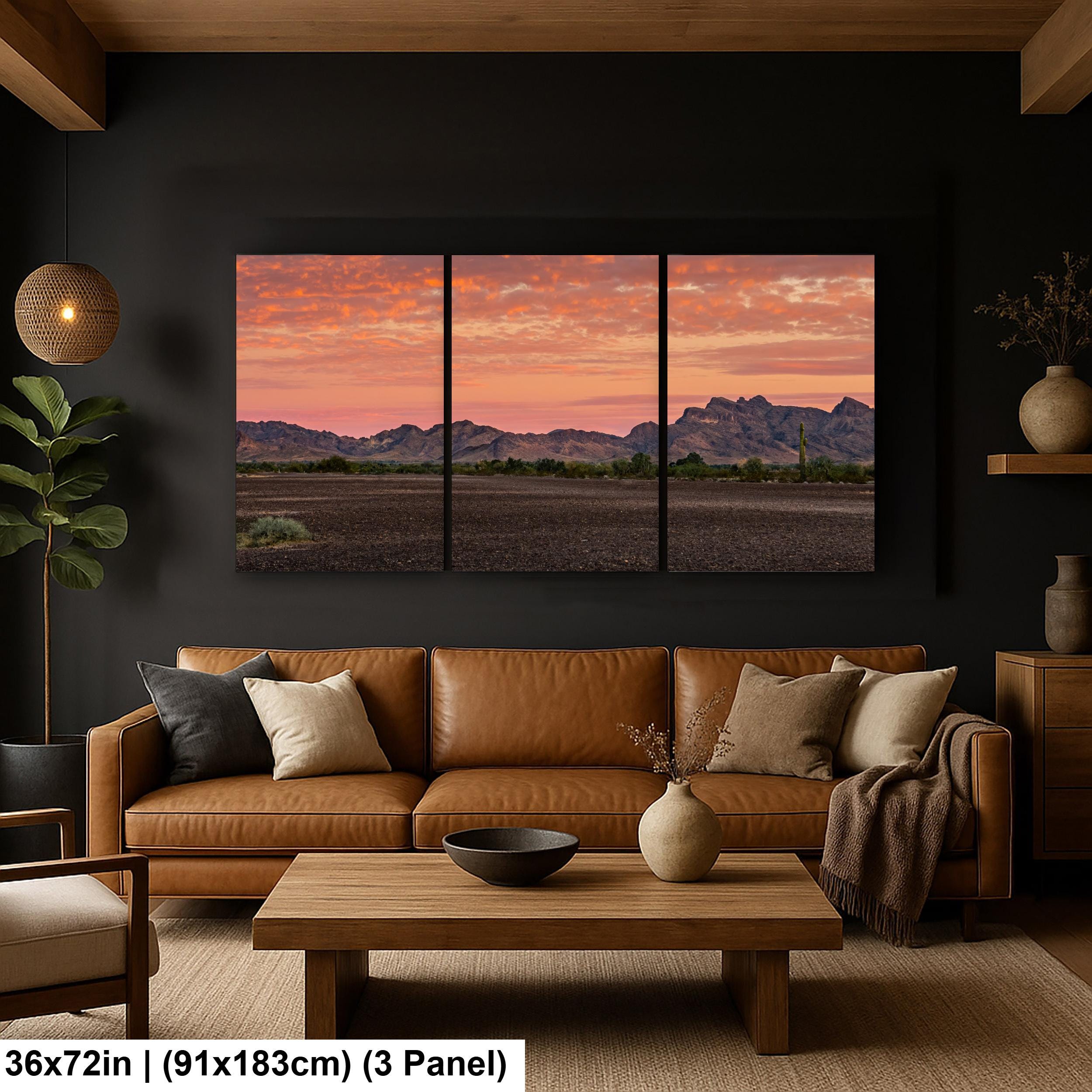 Fiery Sonoran Desert Sunset with Saguaro, Quartzsite Arizona Photography Print