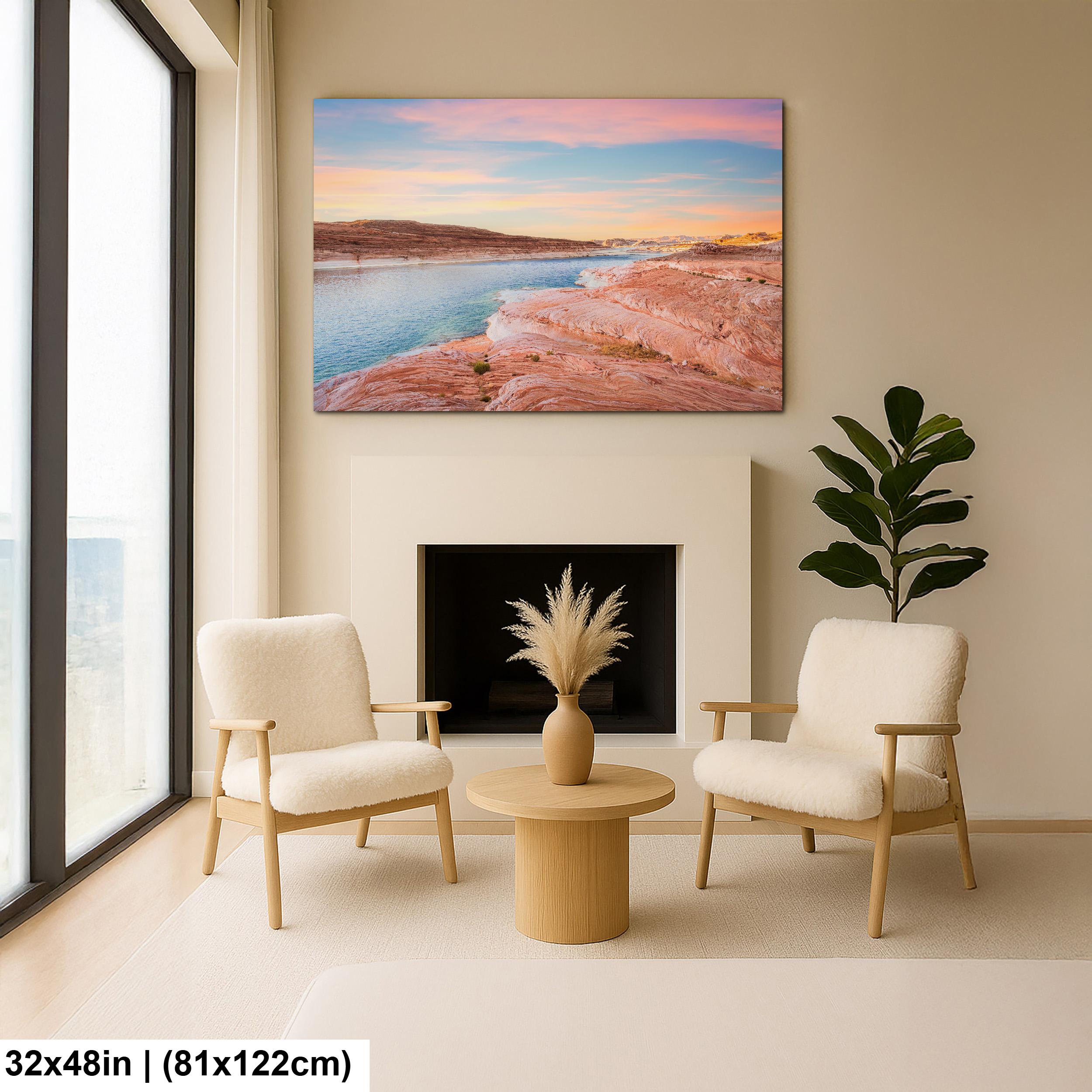 Lake Powell Sunset Landscape, Page Arizona Photography Print, Southwest Desert Wall Art, Pastel Sky Decor, Utah Home Decor